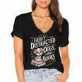 Easily Distracted By Dogs And Books Reader Animal Dog Women's Jersey Short Sleeve Deep V-Neck Tshirt Easily Distracted By Dogs And Books Reader Animal Dog Women's Jersey Short Sleeve Deep V-Neck Tshirt