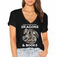 Easily Distracted By Dragons Books Bookworm Women Men Kids Women's Jersey Short Sleeve Deep V-Neck Tshirt Easily Distracted By Dragons Books Bookworm Women Men Kids Women's Jersey Short Sleeve Deep V-Neck Tshirt