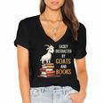 Easily Distracted By Goats And Books Goats And Book Reading Women's Jersey Short Sleeve Deep V-Neck Tshirt Easily Distracted By Goats And Books Goats And Book Reading Women's Jersey Short Sleeve Deep V-Neck Tshirt