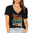 Eat Sleep Read Repeat Reading Books Reader Bookworm Women's Jersey Short Sleeve Deep V-Neck Tshirt