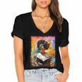Educated Afro Girl Reading Book Lover History Month Women's Jersey Short Sleeve Deep V-Neck Tshirt Educated Afro Girl Reading Book Lover History Month Women's Jersey Short Sleeve Deep V-Neck Tshirt