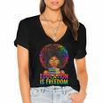 Education Is Freedom Teacher Books History Month Women's Jersey Short Sleeve Deep V-Neck Tshirt Education Is Freedom Teacher Books History Month Women's Jersey Short Sleeve Deep V-Neck Tshirt