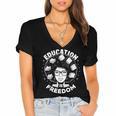 Education Is Freedom History Books African Pride Women Women's Jersey Short Sleeve Deep V-Neck Tshirt