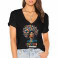 Education Is Freedom History Month Teacher Books Afro For Men Women Women's Jersey Short Sleeve Deep V-Neck Tshirt