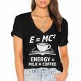 EMC2 Energy Milk x Coffee Science Book Math Lover Women's Jersey Short Sleeve Deep V-Neck Tshirt