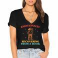 Emotionally Recovering From A Book Frog Women's Jersey Short Sleeve Deep V-Neck Tshirt
