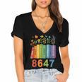 Equal Rights Book Flower Resist 86 47 Feminist Women Rights Women's Jersey Short Sleeve Deep V-Neck Tshirt