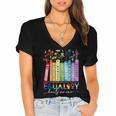 Equality Hurts No One Floral Books LGBTQ Gay Les Pride Month Women's Jersey Short Sleeve Deep V-Neck Tshirt