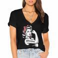 Female Librarian Rosie Riveter Book Guardian Woman Women's Jersey Short Sleeve Deep V-Neck Tshirt Female Librarian Rosie Riveter Book Guardian Woman Women's Jersey Short Sleeve Deep V-Neck Tshirt