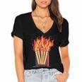 Flames And Lighter Costume For Matchbook Lovers Women's Jersey Short Sleeve Deep V-Neck Tshirt