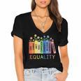 Floral Book Equality Human Rights Social Justice Peace Love Women's Jersey Short Sleeve Deep V-Neck Tshirt