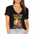 Floral Cow Reading Pun Just One More Chapter Cozy Book Lover Women's Jersey Short Sleeve Deep V-Neck Tshirt