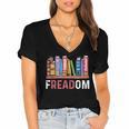 Freadom Anti Ban Books Freedom To Read Book Lover Reading Women's Jersey Short Sleeve Deep V-Neck Tshirt