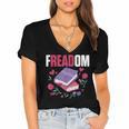 Freadom Anti Ban Books Freedom To Read Book Reading Women's Jersey Short Sleeve Deep V-Neck Tshirt Freadom Anti Ban Books Freedom To Read Book Reading Women's Jersey Short Sleeve Deep V-Neck Tshirt