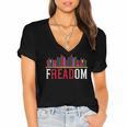 Freadom Shelf Read Reading Book Librarian Men Women Kids Women's Jersey Short Sleeve Deep V-Neck Tshirt