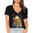 Frog & Toad Fishing Vintage Classic Book Frog Reading Book Women's Jersey Short Sleeve Deep V-Neck Tshirt Frog & Toad Fishing Vintage Classic Book Frog Reading Book Women's Jersey Short Sleeve Deep V-Neck Tshirt
