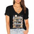 Ghost Book Reading Books Lover Teacher Happy Halloween Women's Jersey Short Sleeve Deep V-Neck Tshirt Ghost Book Reading Books Lover Teacher Happy Halloween Women's Jersey Short Sleeve Deep V-Neck Tshirt