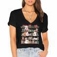 Ghost Christmas Reading Book Lover Library Christmas Teacher Women's Jersey Short Sleeve Deep V-Neck Tshirt