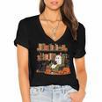 Ghost Library Reading Books Halloween Men Women Kids Women's Jersey Short Sleeve Deep V-Neck Tshirt Ghost Library Reading Books Halloween Men Women Kids Women's Jersey Short Sleeve Deep V-Neck Tshirt