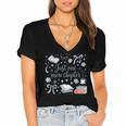 Girl Coquette Bow Just One More Chapter Book Bookish Reading Women's Jersey Short Sleeve Deep V-Neck Tshirt