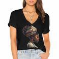 Girl Crown Of Books African Teacher Black History BHM Women's Jersey Short Sleeve Deep V-Neck Tshirt