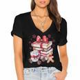 Girly Coquette Gingerbread Books And Hot Cocoa Cozy Season Women's Jersey Short Sleeve Deep V-Neck Tshirt Girly Coquette Gingerbread Books And Hot Cocoa Cozy Season Women's Jersey Short Sleeve Deep V-Neck Tshirt