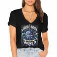 A Good Book Is Out Of This World Shirt Astronaut Reading Women's Jersey Short Sleeve Deep V-Neck Tshirt