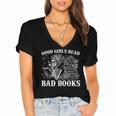 Good Girls Read Bad Books Reader Dark Romance Women's Jersey Short Sleeve Deep V-Neck Tshirt