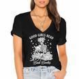 Good Girls Read Bad Books Skeleton Reading Book Halloween Women's Jersey Short Sleeve Deep V-Neck Tshirt Good Girls Read Bad Books Skeleton Reading Book Halloween Women's Jersey Short Sleeve Deep V-Neck Tshirt