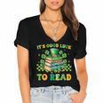 Goods Luck Read Librarian Book Patrick Days Shamrock Clover Women's Jersey Short Sleeve Deep V-Neck Tshirt Goods Luck Read Librarian Book Patrick Days Shamrock Clover Women's Jersey Short Sleeve Deep V-Neck Tshirt