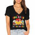 Groovy 100 Days In The Books Reading 100th Day Of School Women's Jersey Short Sleeve Deep V-Neck Tshirt Groovy 100 Days In The Books Reading 100th Day Of School Women's Jersey Short Sleeve Deep V-Neck Tshirt