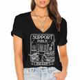 Groovy Support Your Local Library Book Reader Lover Bookworm Women's Jersey Short Sleeve Deep V-Neck Tshirt