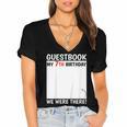 Guestbook 7th Birthday 7 Year Old Born 2018 Bday Women's Jersey Short Sleeve Deep V-Neck Tshirt Guestbook 7th Birthday 7 Year Old Born 2018 Bday Women's Jersey Short Sleeve Deep V-Neck Tshirt