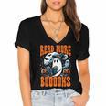 Halloween Book Lover Ghost Boo Pun Read More Boooks Women's Jersey Short Sleeve Deep V-Neck Tshirt Halloween Book Lover Ghost Boo Pun Read More Boooks Women's Jersey Short Sleeve Deep V-Neck Tshirt
