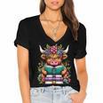 Highland Cow Book Floral Bookworm Women's Jersey Short Sleeve Deep V-Neck Tshirt Highland Cow Book Floral Bookworm Women's Jersey Short Sleeve Deep V-Neck Tshirt