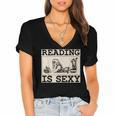 Hot Pin Up Girl Comic Book Vintage Reading Is Sexy Women's Jersey Short Sleeve Deep V-Neck Tshirt Hot Pin Up Girl Comic Book Vintage Reading Is Sexy Women's Jersey Short Sleeve Deep V-Neck Tshirt