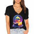 Humor Rubber Duck Reading Book Women's Jersey Short Sleeve Deep V-Neck Tshirt