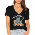 I'm An Indoor Cat Introvert Pizza Popcorn Book Gamer Cat Women's Jersey Short Sleeve Deep V-Neck Tshirt I'm An Indoor Cat Introvert Pizza Popcorn Book Gamer Cat Women's Jersey Short Sleeve Deep V-Neck Tshirt
