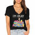I'm Okay Book Reader Book Nerd Book Reading Lover Women's Jersey Short Sleeve Deep V-Neck Tshirt I'm Okay Book Reader Book Nerd Book Reading Lover Women's Jersey Short Sleeve Deep V-Neck Tshirt