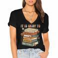 Its Okay Not To Be Okay Mental Health Awareness Floral Books Women's Jersey Short Sleeve Deep V-Neck Tshirt Its Okay Not To Be Okay Mental Health Awareness Floral Books Women's Jersey Short Sleeve Deep V-Neck Tshirt