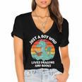 Just A Boy Who Loves Dragons And Books Kids Toddler Baby 5T Women's Jersey Short Sleeve Deep V-Neck Tshirt