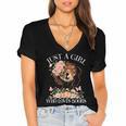 Just A Girl Who Loves Books Book Lover Reading For Women Women's Jersey Short Sleeve Deep V-Neck Tshirt