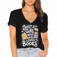Just a Girl Who Loves Books Bookish Readers Book Lover Girls Women's Jersey Short Sleeve Deep V-Neck Tshirt Just a Girl Who Loves Books Bookish Readers Book Lover Girls Women's Jersey Short Sleeve Deep V-Neck Tshirt