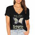 Just a Girl Who Loves Butterflies And Books Butterfly Women's Jersey Short Sleeve Deep V-Neck Tshirt Just a Girl Who Loves Butterflies And Books Butterfly Women's Jersey Short Sleeve Deep V-Neck Tshirt