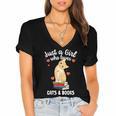 Just a Girl Who Loves Cats And Books Reading Cat & Bookworm Women's Jersey Short Sleeve Deep V-Neck Tshirt Just a Girl Who Loves Cats And Books Reading Cat & Bookworm Women's Jersey Short Sleeve Deep V-Neck Tshirt