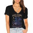 Just a Girl Who Loves Dragons And Books Fantasy Women's Jersey Short Sleeve Deep V-Neck Tshirt