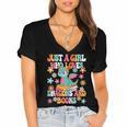 Just A Girl Who Loves Dragons And Books Reading Bookworm Women's Jersey Short Sleeve Deep V-Neck Tshirt
