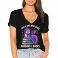 Just a Girl Who Loves Dragons And Books Reading Women's Jersey Short Sleeve Deep V-Neck Tshirt
