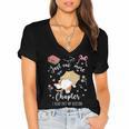 Just One More Chapter I Read Past My Bedtime Cat Book Lover Women's Jersey Short Sleeve Deep V-Neck Tshirt