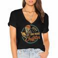 Just One More Chapter Skeleton Reading Book Scaft Beanie Women's Jersey Short Sleeve Deep V-Neck Tshirt